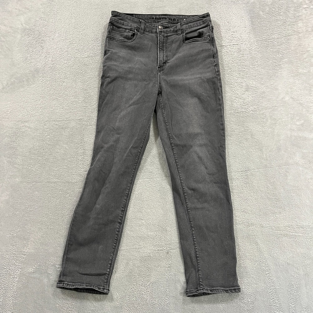 American Eagle Mom Jeans Womens 8 Gray Denim Stretch High Rise